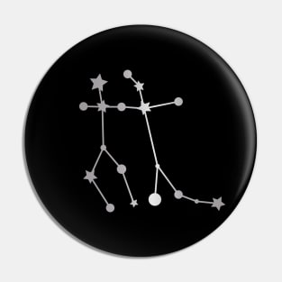 Gemini Zodiac Constellation in Silver - Black Pin