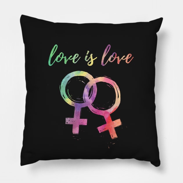 Love is Love Gay Femme Rainbow Pillow by IllustratedActivist