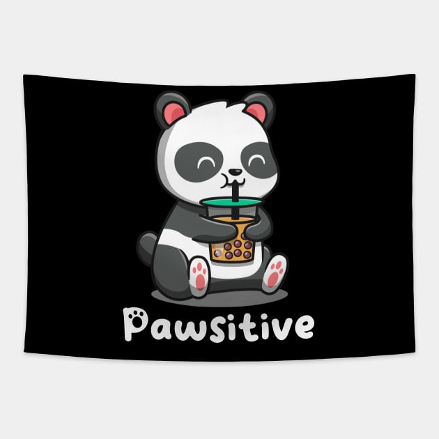 Pawsitive panda positive and cute Tapestry by PositiveMindTee