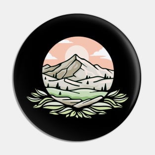 Modern Icon in Flat Design Concept Landscape Mountain Pin