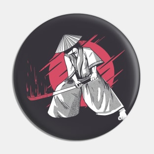 Vintage Samurai Illustration Pin