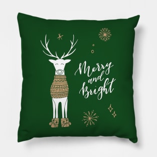 Merry and Bright Deer Pillow