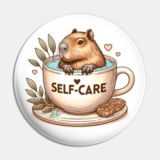 Self-care Capybara Bathing in Coffee/Tea Cup Pin