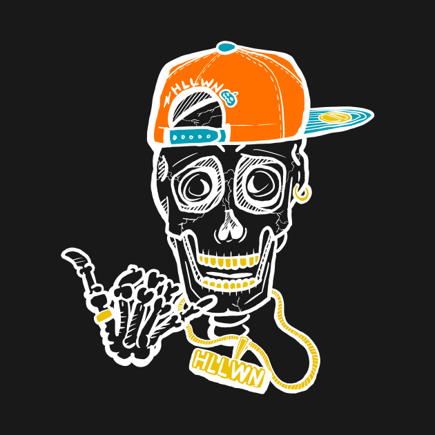 Skully Halloween - White by Lunch Bag Tees