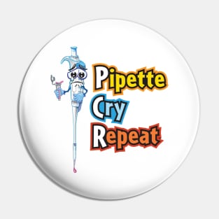 Pipette Cry Repeat Sad Cartoon Character Pin