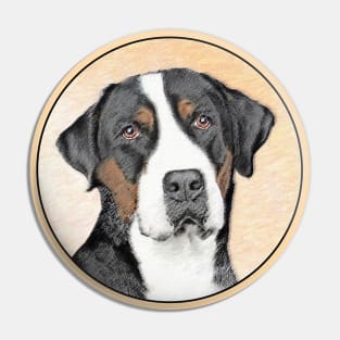 Greater Swiss Mountain Dog Painting - Original Art Pin