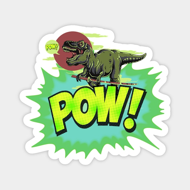 POW! - T Rex Dinosaur - POW POW Magnet by CoolandCreative