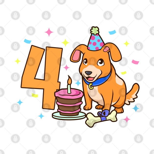 I am 4 with dog - kids birthday 4 years old by Modern Medieval Design