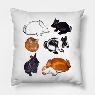 Rabbits bunny rabbit cute  ginger black and white bunny rabbit pattern Pillow