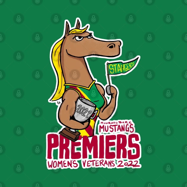 Mooroolbark Mustangs Women's Veterans Premiers 2022 (WEG / Mark Knight style w/ transparant bg) by UselessRob