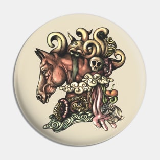 Horse Doodle Flat Pin