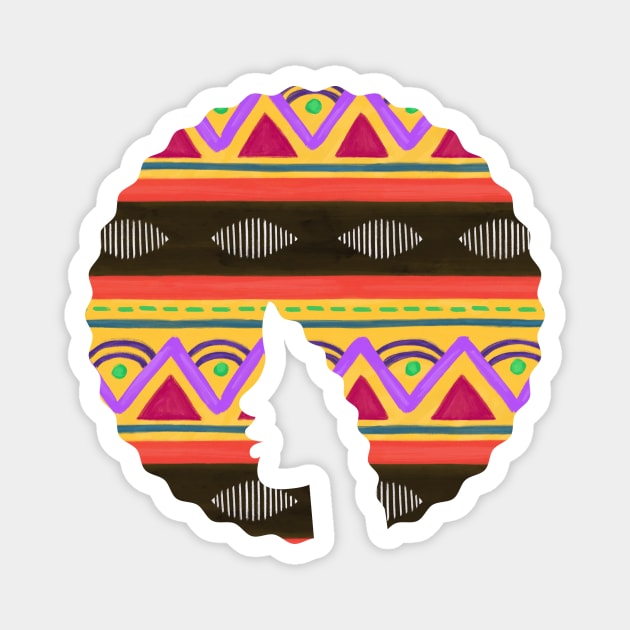 Afro Hair Woman with African Pattern, Black History Magnet by logiamerch