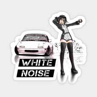 White Miata MX-5 with anime girl Magnet