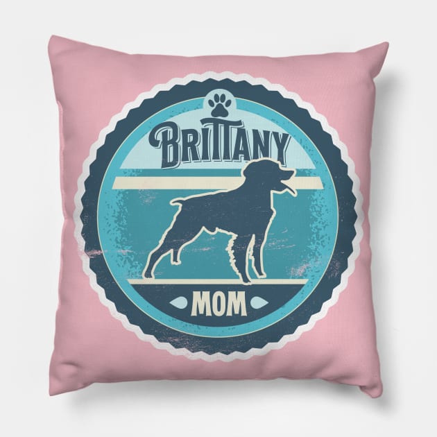 Brittany Mom - Distressed Brittany Silhouette Design Pillow by DoggyStyles