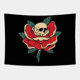 head skull and rose clover Tapestry