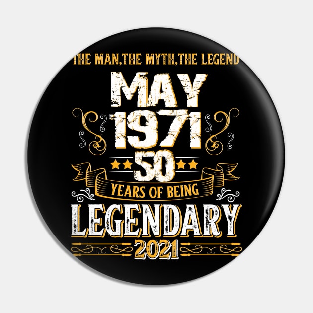 50th Birthday Legendary since 1971 Pin by Designcompany