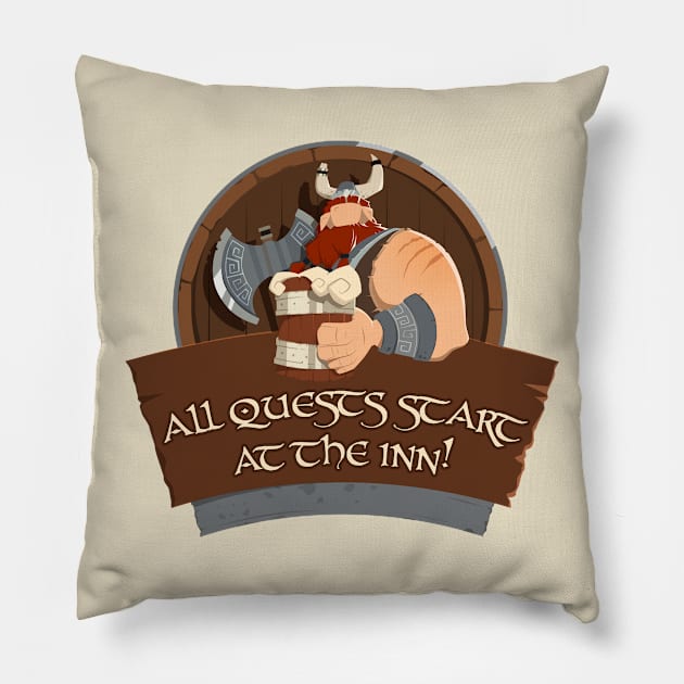 All Quests Start At The INN! Pillow by marcusmattingly