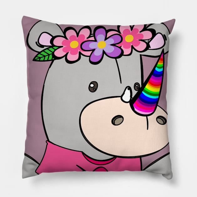 Baby Rhino Unicorn Pillow by StatementDesigns