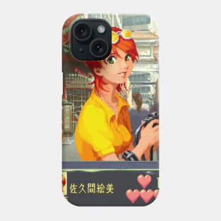 Vaporwave anime aesthetic retro video game pixel art girl Phone Case