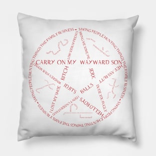 Supernatural Devil's Trap Typography Red Pillow