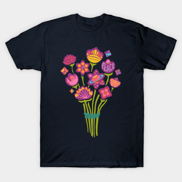 Discover Psychedelic Meadow Bouquet - Psychedelic - T-Shirt