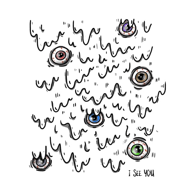 I see you, Spooky Halloween Illustration, Modern, Creepy eyes by EquilibriumArt