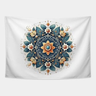 Symmetrical Flowers pattern -circular form Tapestry