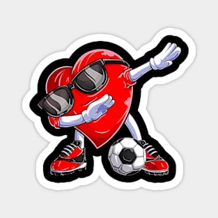 Dabbing Soccer Ball Heart Valentines Day  Men Boys Kids Magnet