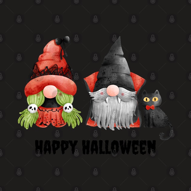 Happy Halloween! Cute Gnomes Black Cat Happy Fall Season Autumn Vibes Halloween Thanksgiving and Fall Color Lovers by BellaPixel