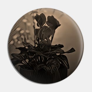 Tinted sepia cyclamen Pin