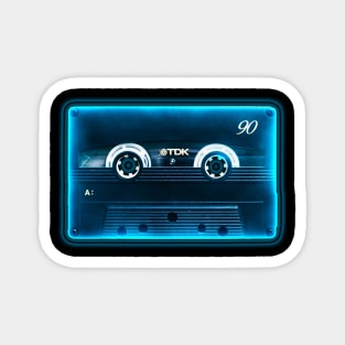 Blue Neon Cassette Tape Magnet