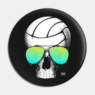 Volleyball Skull Wearing Green Aviators Pin