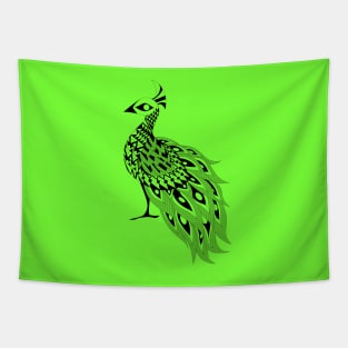 green bird peacock ecopop Tapestry