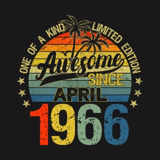 Vintage 56 Years Old April 1966 Decorations 56th Birthday T-Shirt