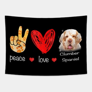 Peace Love Clumber Spaniel Dog - Clumber Spaniel Dog lover Tapestry