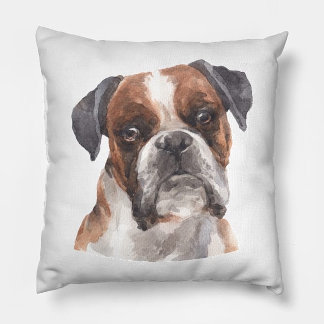 Boxer Watercolor Art Pillow by doglovershirts