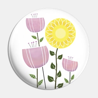 Mid Century Flowers Pin