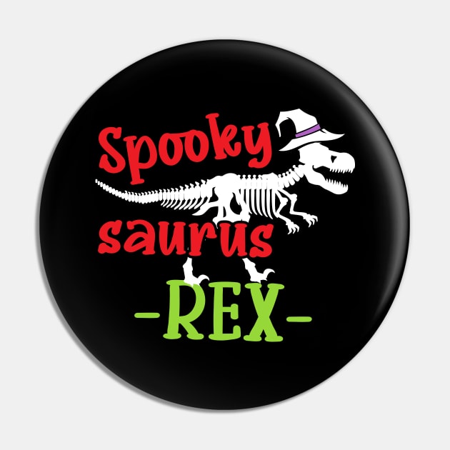 Halloween Dinosaur Gift Spooky T-Rex Skeleton in Witch Hat Pin by InnerMagic