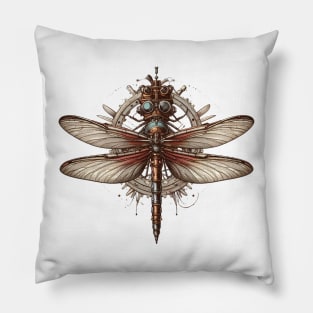 Retro Steampunk Dragonfly Pillow