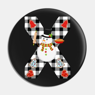 BW Buffalo Checks Pattern Monogram X | Snowman Pin