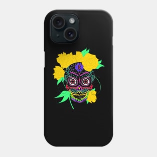 black catrina in floral tropical pattern in skeleton art ecopop Phone Case