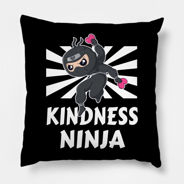 Kindness Ninja Anti Bullying Funny Kids Pillow by Foxxy Merch