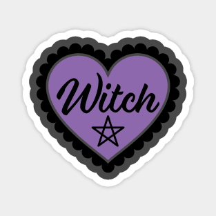 Purple Witch Heart Magnet