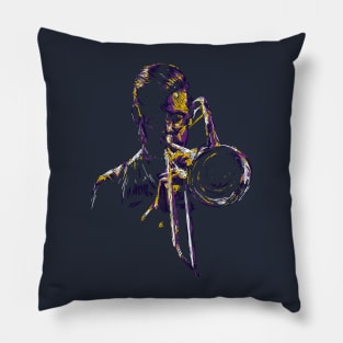 abstract jazz trumpet player colorful Pillow