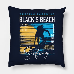 Retro Black's Beach San Diego Surfing // Vintage Surfing // Surfers Paradise Pillow