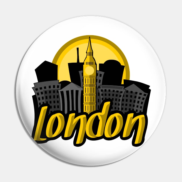 London Skyline Sunrise Pin by citypanda