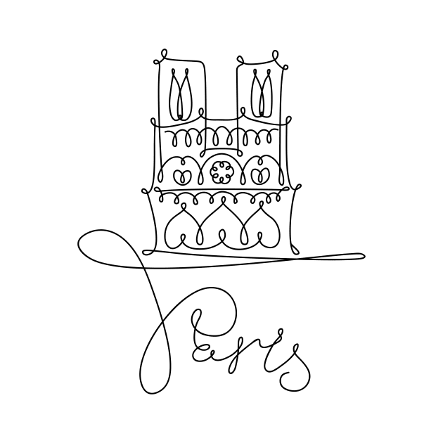 One line sketch of Notre Dame de Paris by kavalenkava