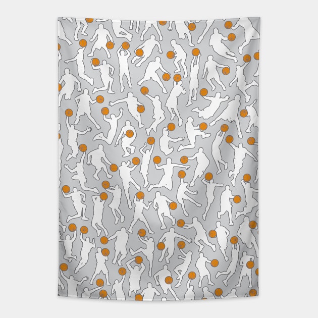 Basketball Player Pattern WHITE Tapestry by Grandeduc