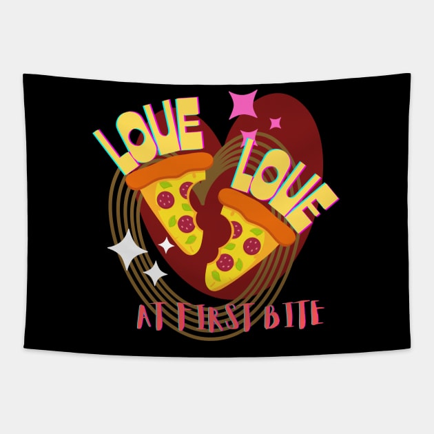 Pizza Lover : Love at first bite Tapestry by RealNakama