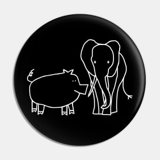 Pig and Elephant Minimal Line Drawing Pin